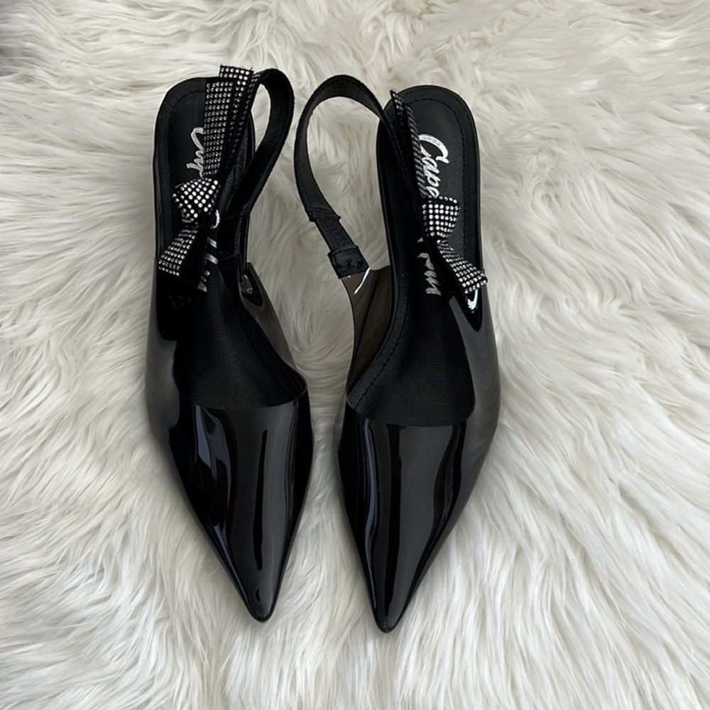 Cape Robbin Elegant Black Kitten Slingback Heels Size 7.5